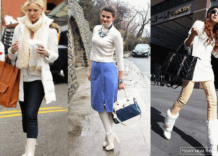 Белое платье с коричневыми сапогами. Стильный образ с белыми сапогами. Весенний образ с белыми сапогами. Образы с белыми высокими ботинками. Белые сапоги женские короткие.